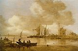 Lighthouses Prints - A River Estuary with Dutch Shipping And a Lighthouse by Jan Van Goyen