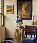 Ladys Prints - Lady standing at the Virginal by Jan Vermeer