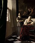 Jan Vermeer Lady writing a letter with her Maid