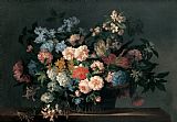 Basket Prints - Still life with basket of flowers by Jean-Baptiste Monnoyer