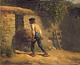 Jean-Francois Millet Peasant with a Wheelbarrow painting
