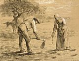 Jean-Francois Millet Peasants Planting Potatoes painting