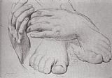 Jean Auguste Dominique Ingres Study of Hands And Feet for The Golden Age painting