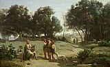 Jean Baptiste Camille Corot Homer and the Shepherds in a Landscape painting