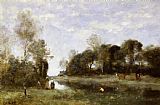 Jean Baptiste Camille Corot Souvenir of the Bresle at Incheville painting
