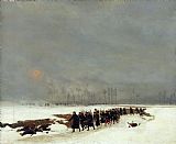 Column Paintings - The War of 1870 An Infantry Column on their Way to a Raid by Jean Baptiste Edouard Detaille