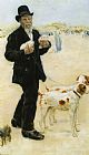 Walking The Plank Prints - Man Walking Dogs by Jean Francois Raffaelli