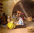 Cafe Prints - Almehs Playing Chess in a Cafe by Jean Leon Gerome