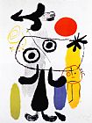 Joan Miro Figur Gegen Rote Sonne II c.1950
