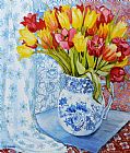 Joan Thewsey Red And Yellow Tulips In A Copeland Jug
