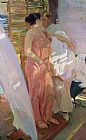 Joaquin Sorolla Y Bastida Paintings and Prints - After the Bath by Joaquin Sorolla y Bastida