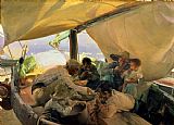 Joaquin Sorolla Y Bastida Paintings and Prints - Lunch on the Boat by Joaquin Sorolla y Bastida