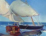 Sailing Boat Prints - Sailing Boats by Joaquin Sorolla y Bastida