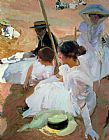 Joaquin Sorolla Y Bastida Paintings and Prints - Under The Parasol by Joaquin Sorolla y Bastida