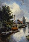 Delft Prints - Chantier Naval Au Bord De La Schie Pres De Delft by Johan Barthold Jongkind