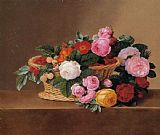 Basket Prints - Basket of Roses by Johan Laurentz Jensen