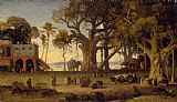 Johann Zoffany Moonlit Scene of Indian Figures and Elephants among Banyan Trees