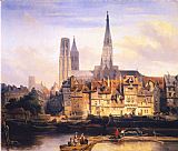 Johannes Bosboom View of The Paris Quay And The Cathedral at Rouen