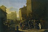 A Roman Slave Market Prints - A Roman Market Scene with Peasants Gathered Around a Stove by Johannes Lingelbach