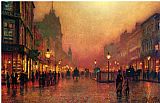 A Street at Night Prints - A Street at Night by John Atkinson Grimshaw