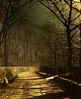 John Atkinson Grimshaw A Moonlit Lane painting