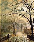 John Atkinson Grimshaw A Moonlit Stroll Bonchurch Isle Of Wight painting
