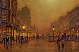 A Street at Night by John Atkinson Grimshaw