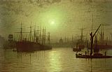 John Atkinson Grimshaw Nightfall Down the Thames painting