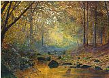 New England Prints - On The River Greta Lake District England by John Atkinson Grimshaw