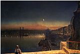 1878 Paintings - Rouen at Night From The Pont De Pierre 1878 by John Atkinson Grimshaw