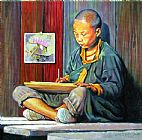 John Lautermilch Boy Painting Lilies