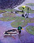 John Lautermilch Mallard Duck in Lily Pond