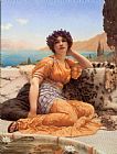 John William Godward 'with Violets Wreathed And Robe of Saffron Hue'