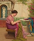 John William Godward A Stitch Is Free Or A Stitch In Time 1917