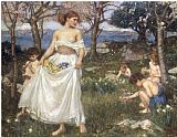Song Prints - A Song of Springtime 1913 by John William Waterhouse