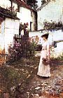 John William Waterhouse Gathering Summer Flowers in a Devonshire Garden