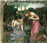 Nymphs Prints - Study for Nymphs Finding The Head of Orpheus c.1900 by John William Waterhouse