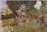 Oil Paintings - Study of Flowers And Foliage for The Enchanted Garden Oil on Canvas See 190595 by John William Waterhouse
