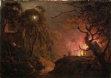 Joseph Wright of Derby A Cottage on Fire at Night painting