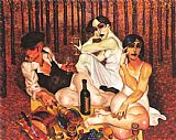 Juarez Machado Picnic in The Forest of Gustave Klimt painting