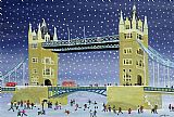Tower Prints - Tower Bridge Skating On Thin Ice by Judy Joel
