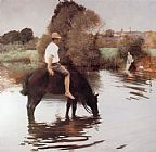 Jules Alexis Muenier Young Peasant Taking His Horse to The Water Hole