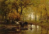 Julius Jacobus Van De Sande Bakhuyzen Watering Cows in a Pond