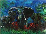 Leroy Neiman Elephant Stampede