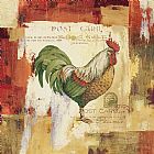 Lisa Audit Colorful Roosters I painting