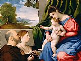 Gian Lorenzo Bernini Paintings - Madonna And Child With Two Donors by Lorenzo Lotto