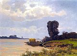 Louis Apol A Ferry in a Summer Landscape