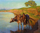 Ludwig Paintings - Jeune Fille Avec La Buffle by Ludwig Deutsch