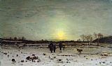 Ludwig Paintings - Winter Landscape at Sunset by Ludwig Munthe
