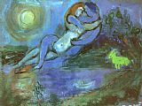 Marc Chagall Blue Couple by The Seashore painting
